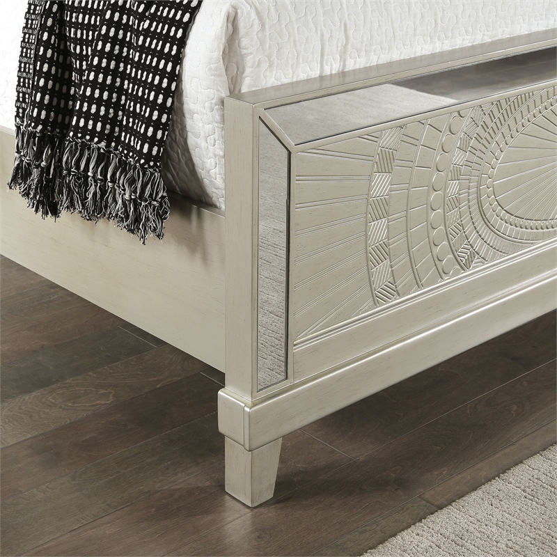 FOA Suie Glam 3-Piece Gold Champagne Wood Bedroom Set - King + 2 Nightstands