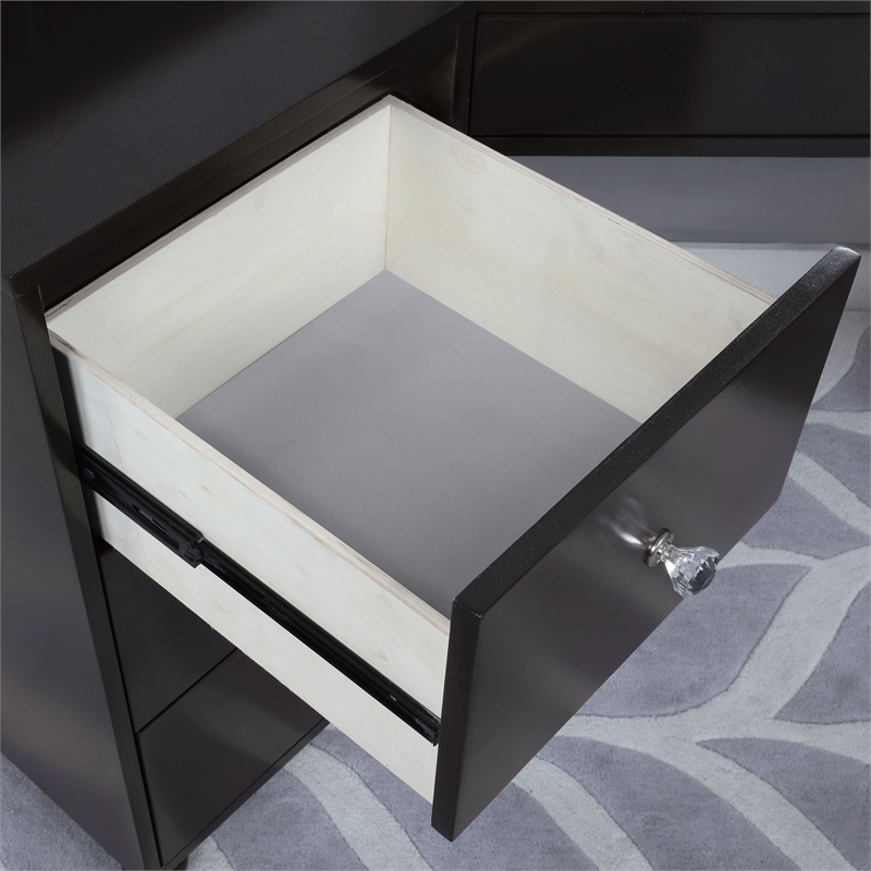 Furniture of America Laek Glam Wood 3-Piece Vanity Set in Obsidian Gray