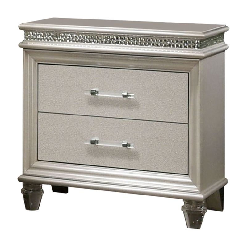 FOA Plumley 3-Piece White Wood Bedroom Set - King + Nightstand + Chest