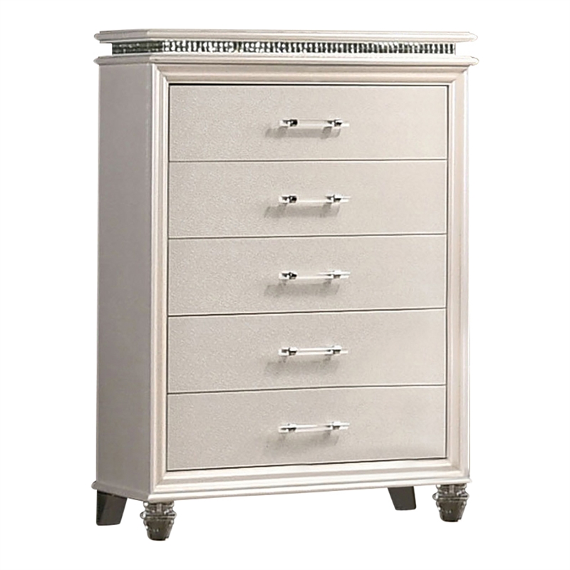 FOA Plumley 3-Piece White Wood Bedroom Set - King + Nightstand + Chest
