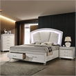 FOA Plumley 3-Piece White Wood Bedroom Set - King + Nightstand + Chest