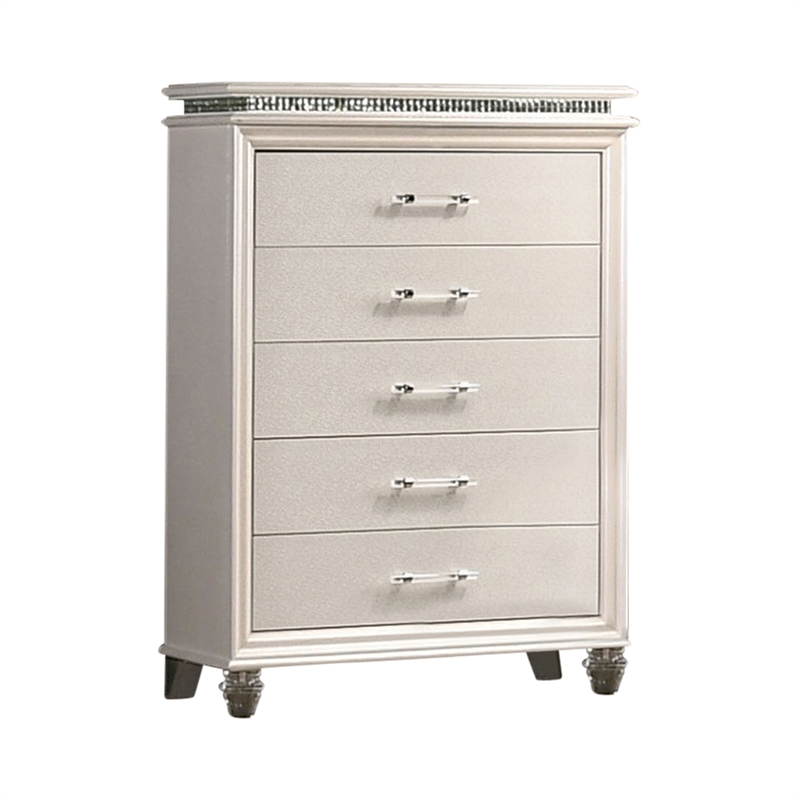 FOA Plumley 3-Piece White Wood Bedroom Set - Queen + Nightstand + Chest