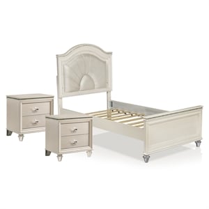 FOA Devado Contemporary 3-Piece White Wood Bedroom Set - Full + 2 Nightstands