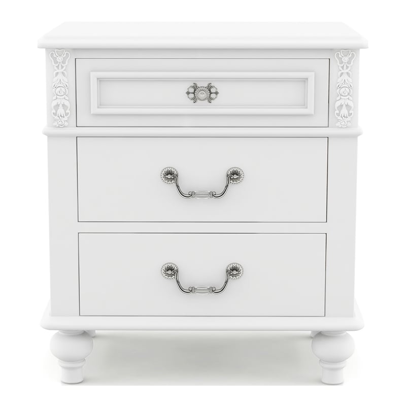 Furniture of America Mondu 3-Piece White Wood Bedroom Set - Full + 2 Nightstands