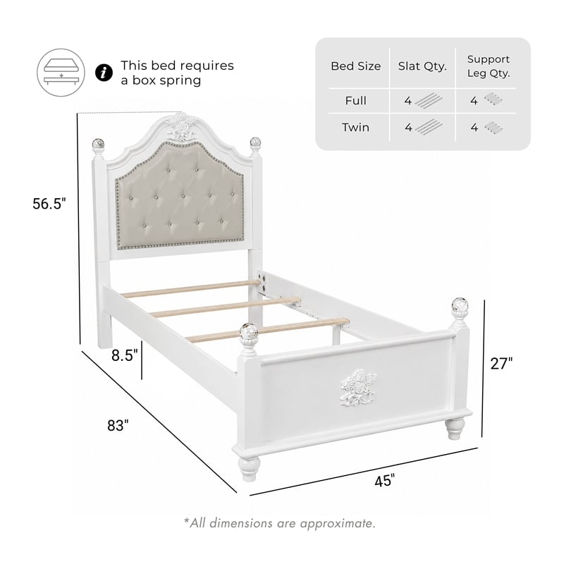 Furniture of America Mondu 3-Piece White Wood Bedroom Set - Twin + 2 Nightstands