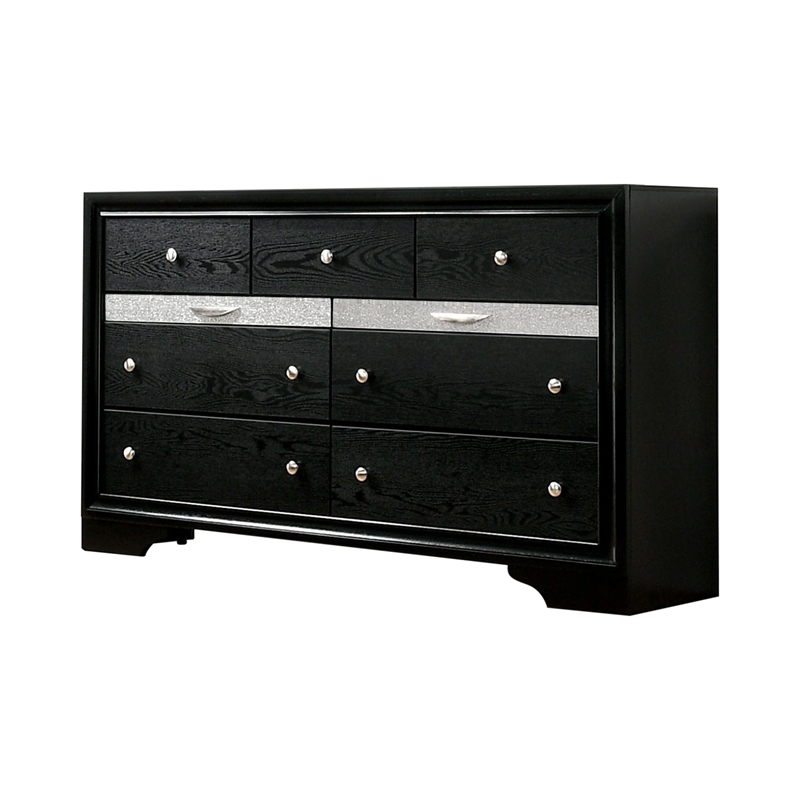 FOA Laren 3-Piece Black Wood Bedroom Set - King + Nightstand + Dresser