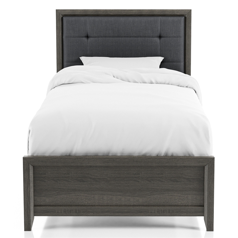 FOA Livorn 4-Piece Gray Wood Bedroom Set - Twin + Nightstand + Dresser + Mirror