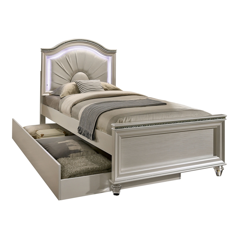 FOA Devado 3-Piece White Wood Bedroom Set - Twin + Nightstand + Trundle