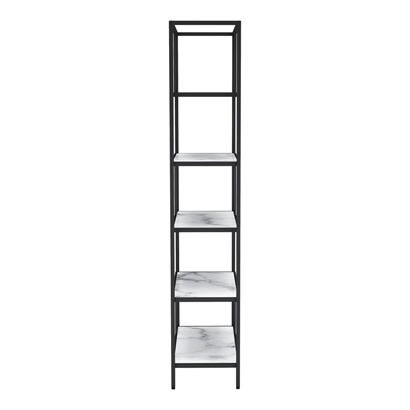 Furniture of America Lakely Metal 5-Shelf Bookcase in Black and White