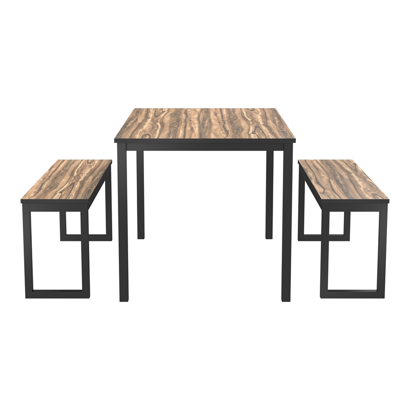 Furniture of America Caritina Wood 3-Piece Counter Height Dining Set in Walnut
