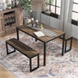 Furniture of America Caritina Wood 3-Piece Counter Height Dining Set in Walnut