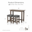 Furniture of America Sabana Wood 3-Piece Counter Height Dining Set in Gray
