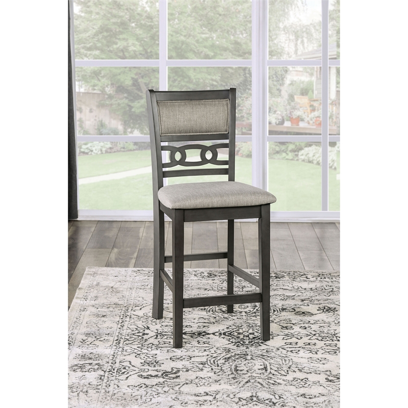 Furniture of America Cristor Solid Wood 5-Piece Counter Dining Table Set in Gray