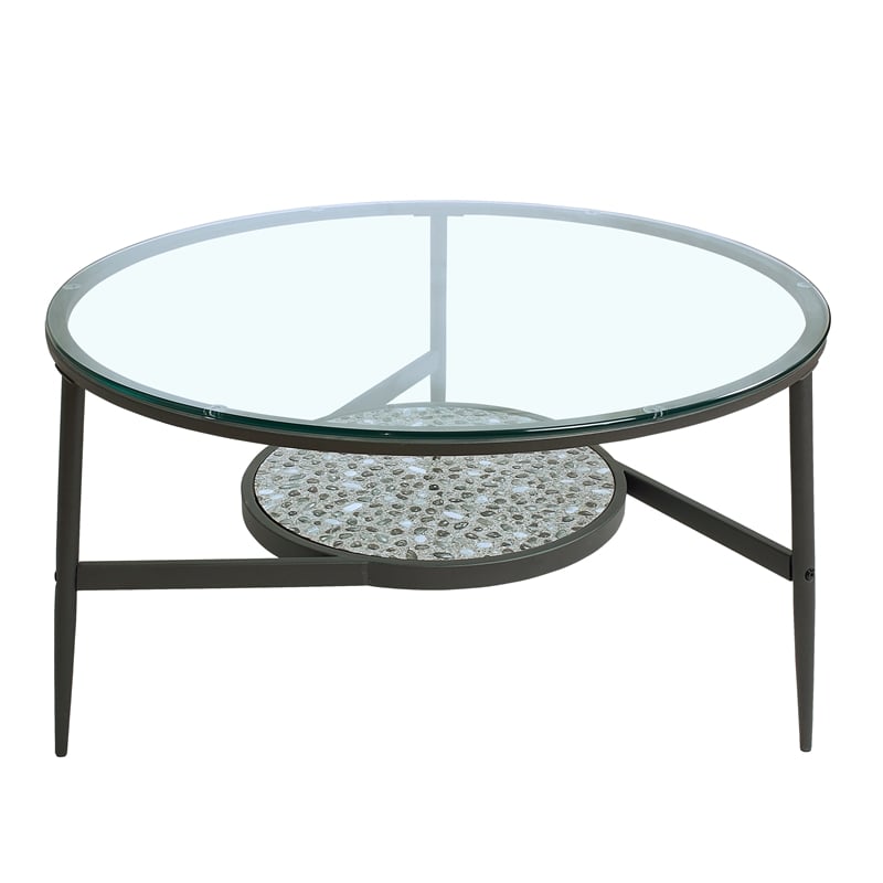 Furniture of America Fornya Casual Metal 3-Piece Nesting Table Set in Gray