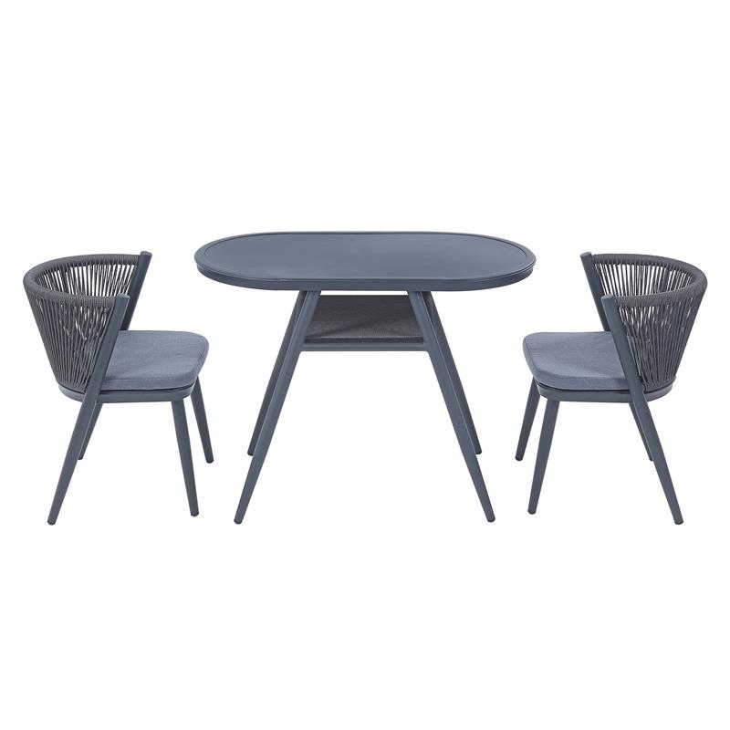 Furniture of America Morah Aluminum 3-Piece Dining Table Set in Gray