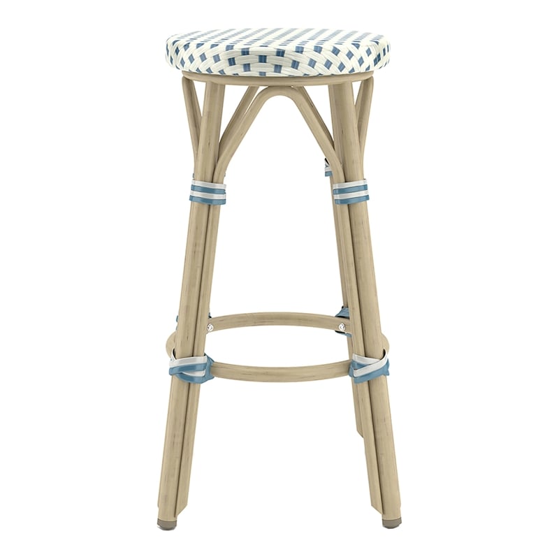 Furniture of America Binde Aluminum 26-inch Patio Barstool in Blue (Set of 2)