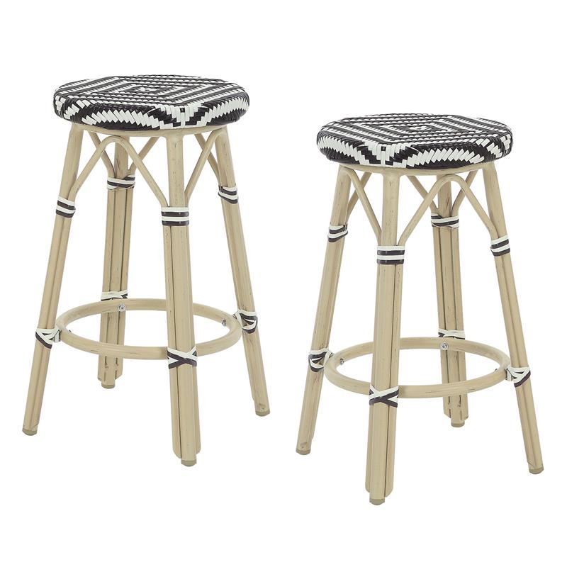 Furniture of America Binde Aluminum 26-inch Patio Barstool in Brown (Set of 2)