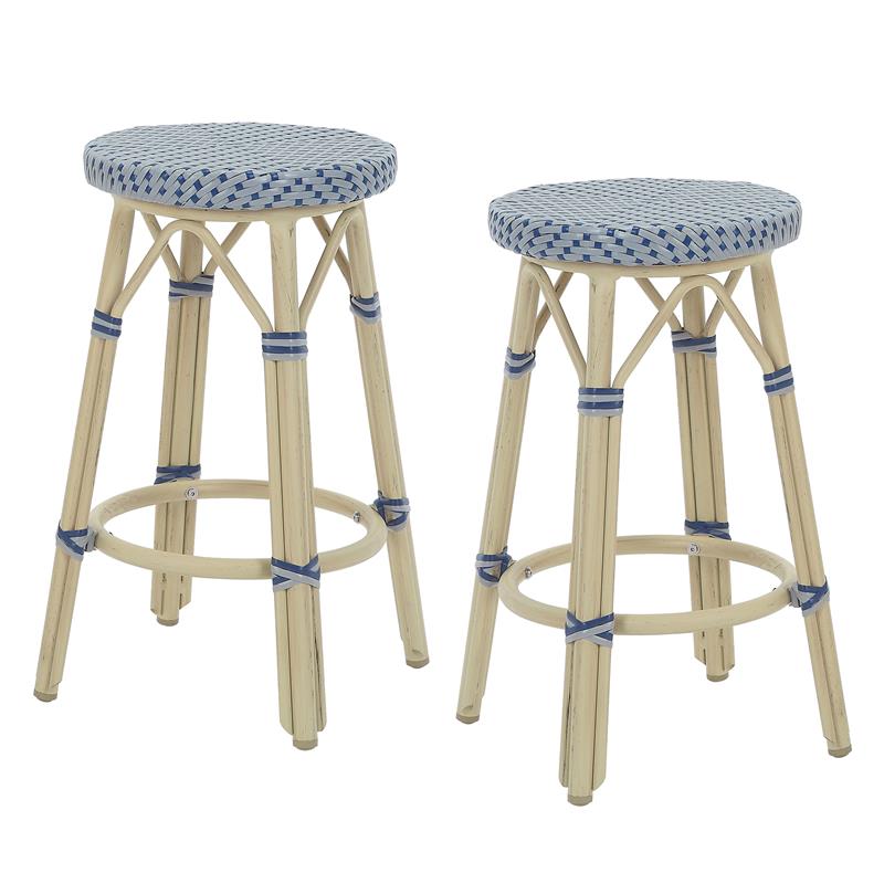 Furniture of America Binde Aluminum 26-inch Patio Barstool in Gray (Set of 2)