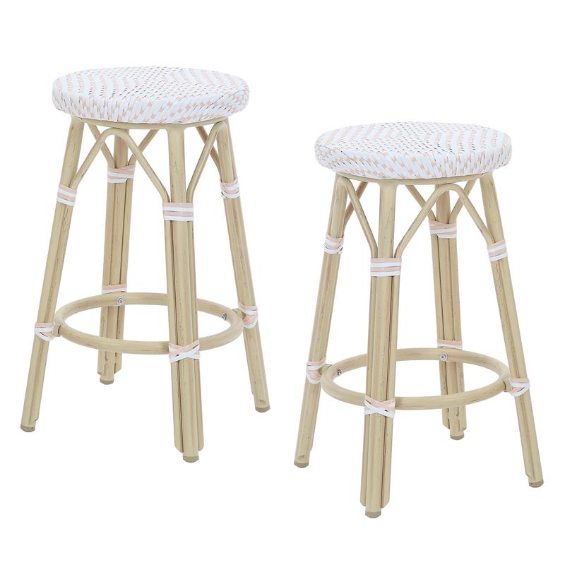 Furniture of America Binde Aluminum 26-inch Patio Barstool in White (Set of 2)