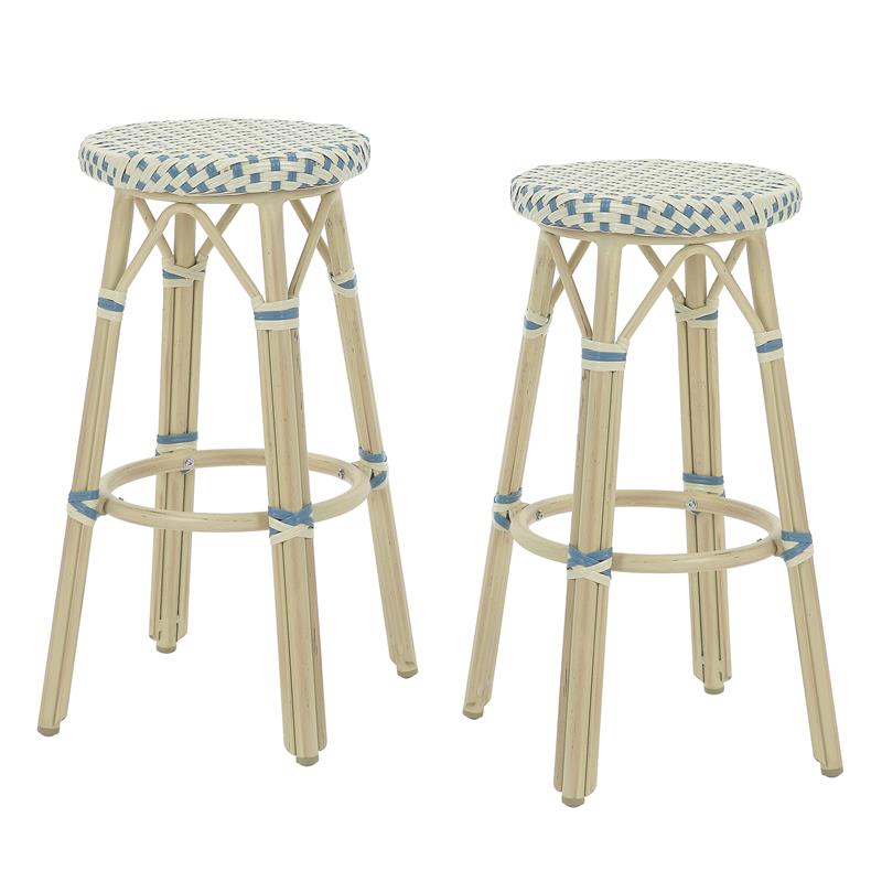 Furniture of America Binde Aluminum 30-inch Patio Barstool in Blue (Set of 2)