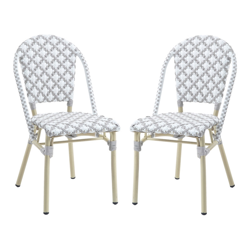 Furniture of America Misea Transitional Aluminum Patio Chair in Gray (Set of 2)
