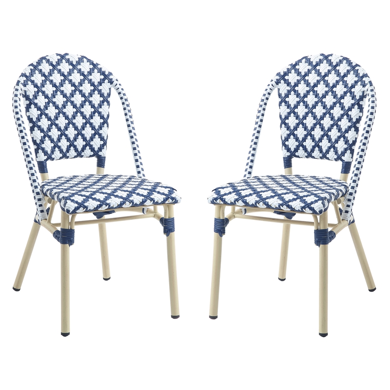 Furniture of America Misea Transitional Aluminum Patio Chair in Navy (Set of 2)