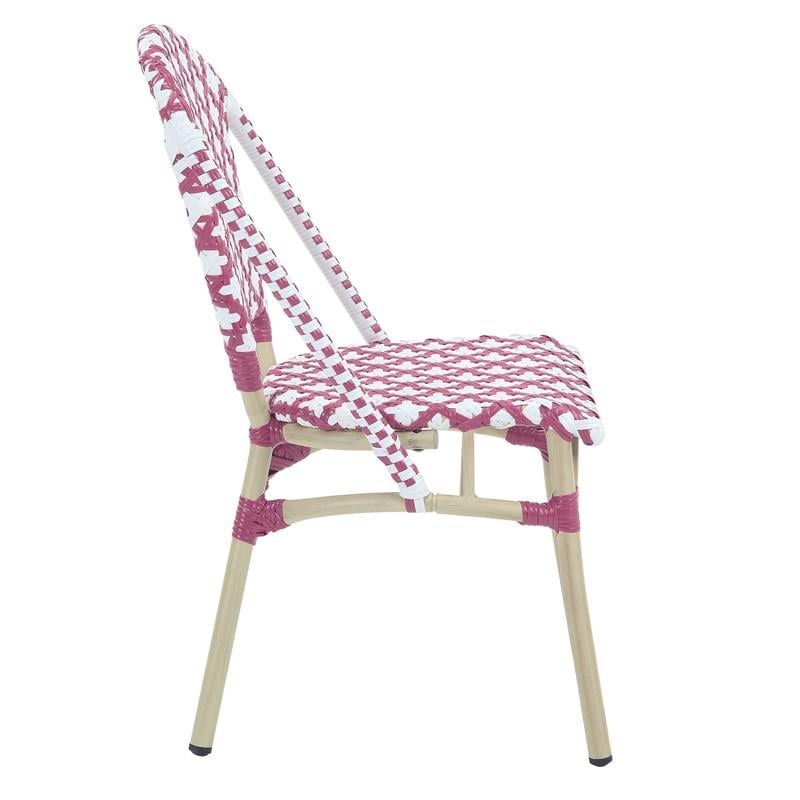 Furniture of America Misea Transitional Aluminum Patio Chair in Pink (Set of 2)