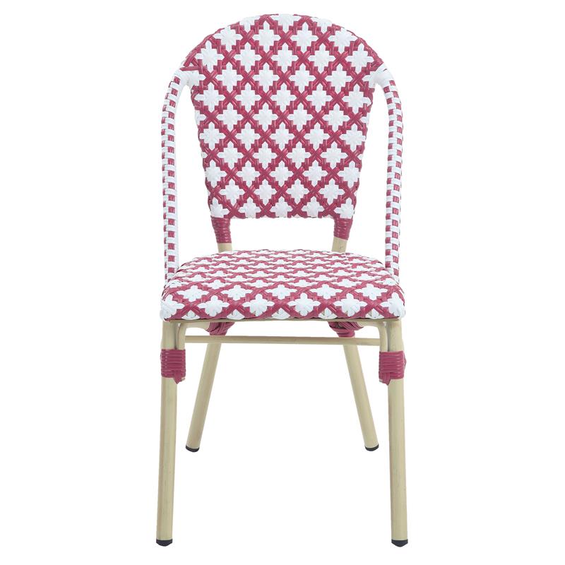 Furniture of America Misea Transitional Aluminum Patio Chair in Pink (Set of 2)