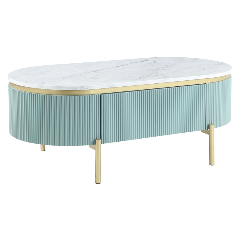 Furniture of America Timi Glam Wood 1-Drawer Coffee Table in Green
