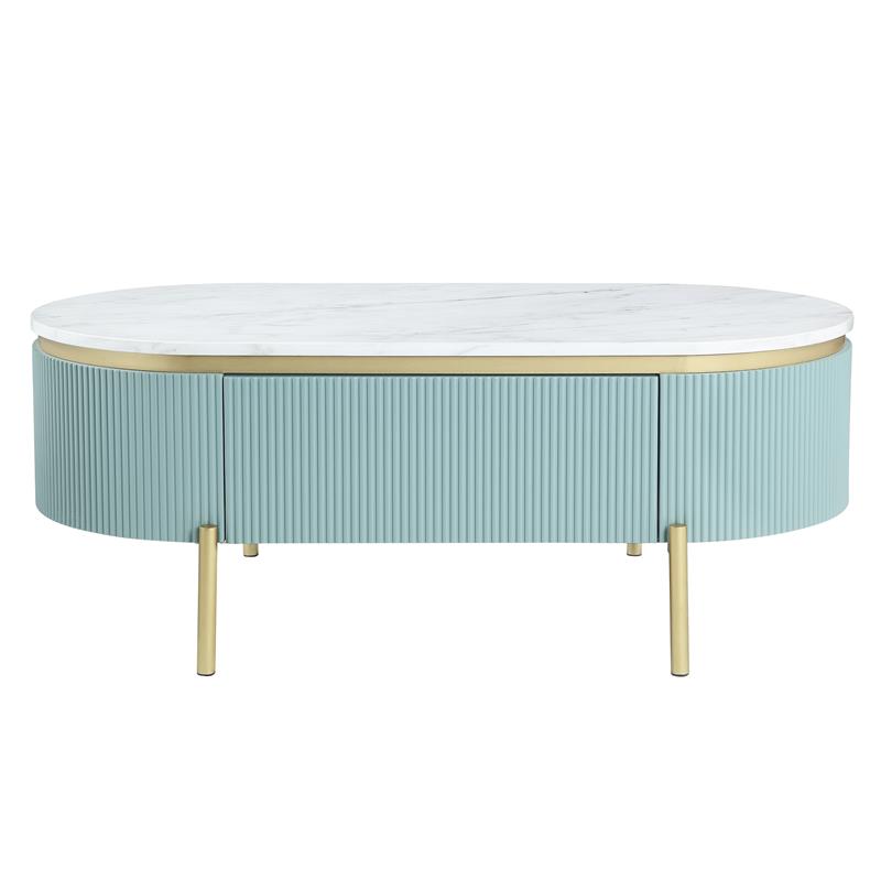 Furniture of America Timi Glam Wood 1-Drawer Coffee Table in Green