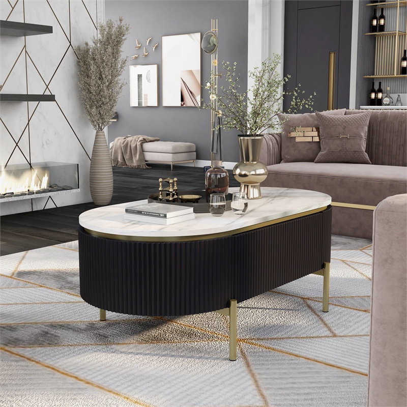 Furniture of America Timi Glam Wood 1-Drawer Coffee Table in Dark Walnut