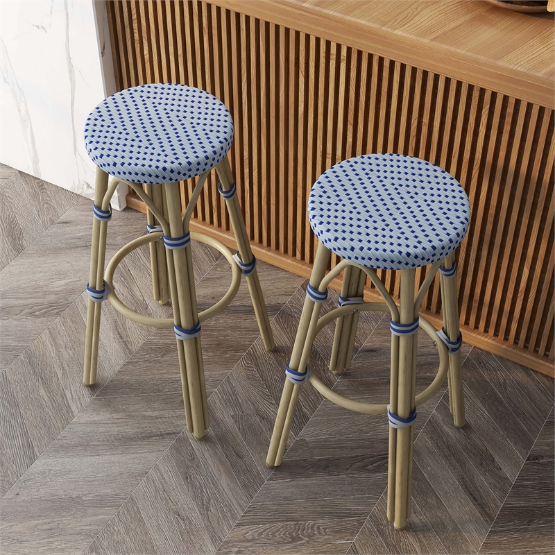 Furniture of America Binde Aluminum 30-inch Patio Barstool in Gray (Set of 2)