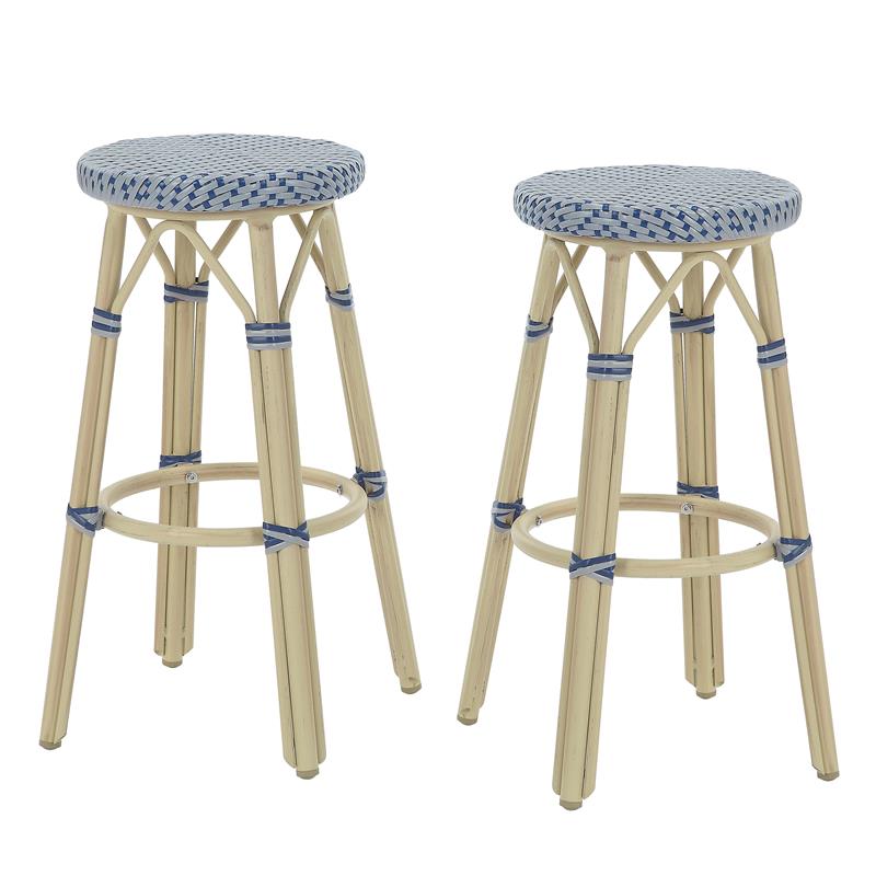 Furniture of America Binde Aluminum 30-inch Patio Barstool in Gray (Set of 2)