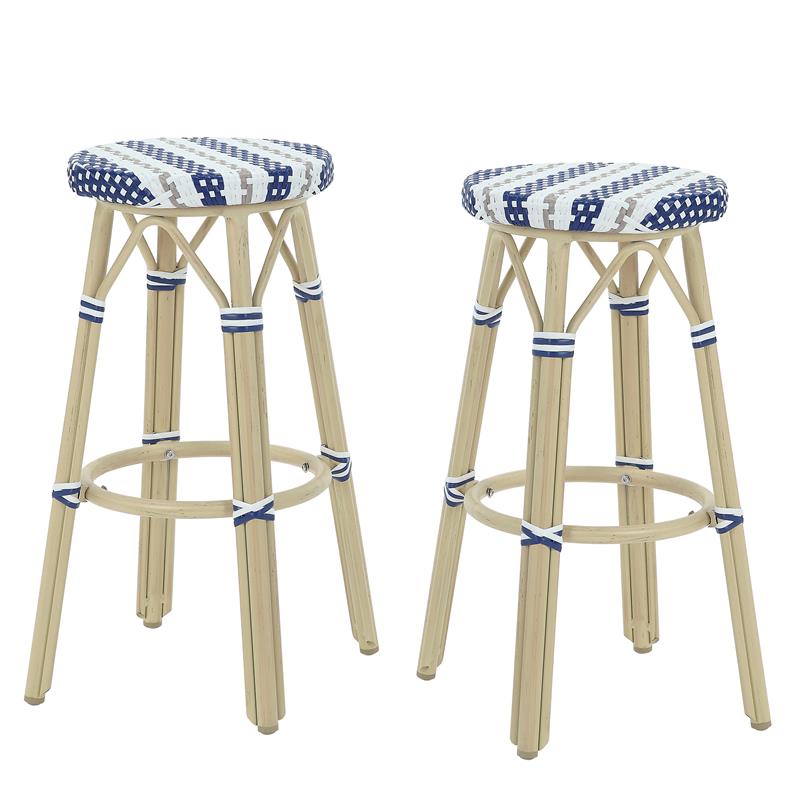 Furniture of America Binde Aluminum 30-inch Patio Barstool in Navy (Set of 2)