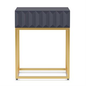 Furniture of America Giffore Metal 1-Drawer Side Table in Antique Blue