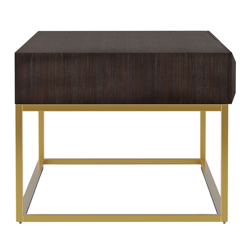 Furniture of America Giffore Metal 2-Drawer Coffee Table in Walnut