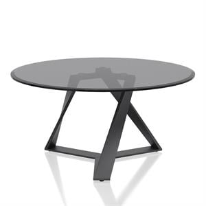 Furniture of America Hetra Contemporary Glass Top Coffee Table in Black