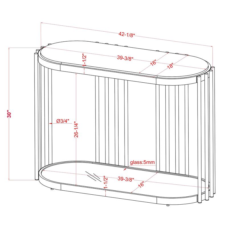 Furniture of America Kual Contemporary Metal 1-Shelf Console Table in Brass