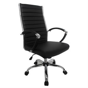 Furniture of America Damse Faux Leather Large Adjustable Office Chair in Black