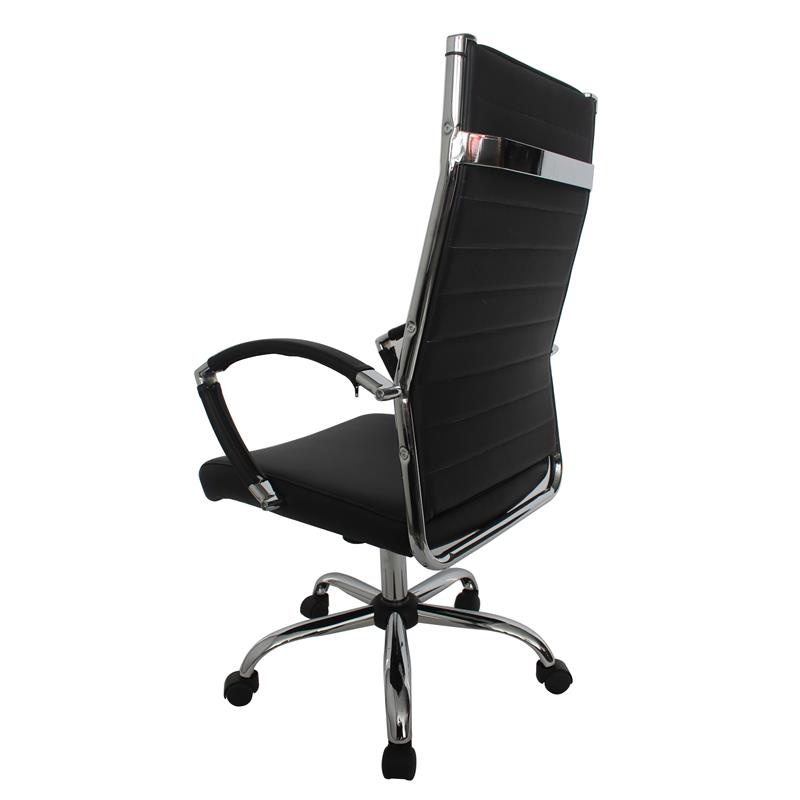 Furniture of America Damse Faux Leather Large Adjustable Office Chair in Black