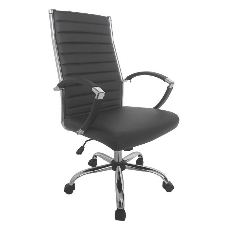 Furniture of America Damse Faux Leather Large Adjustable Office Chair in Gray