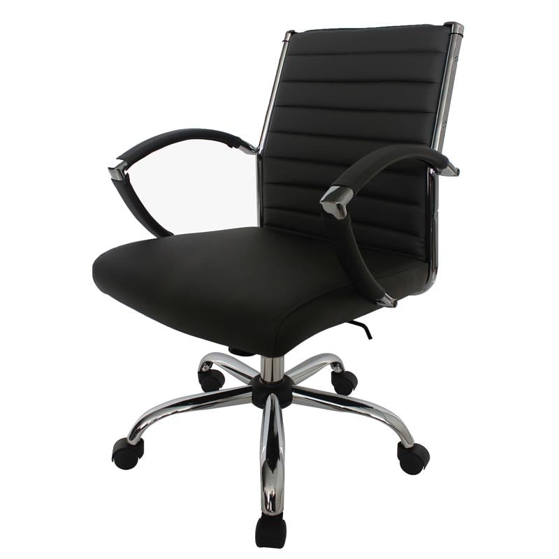 Furniture of America Damse Faux Leather Small Adjustable Office Chair in Black