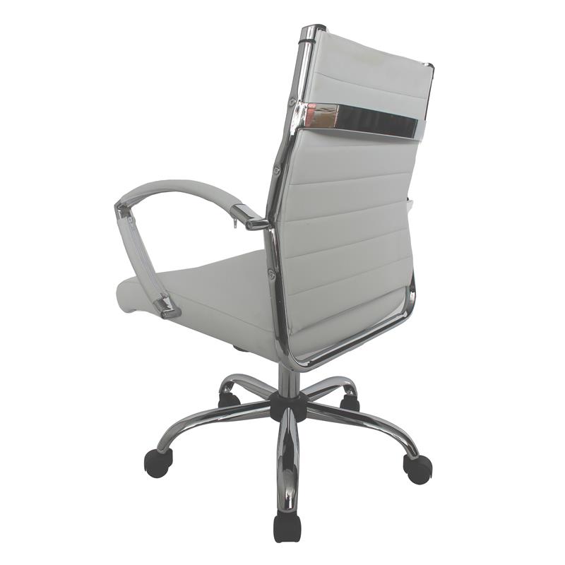 Furniture of America Damse Faux Leather Small Adjustable Office Chair in White