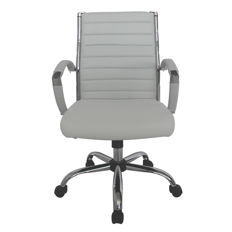 Furniture of America Damse Faux Leather Small Adjustable Office Chair in White