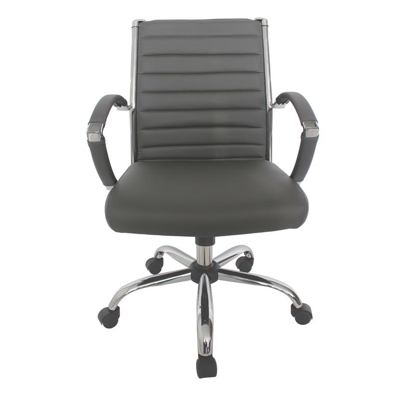Furniture of America Damse Faux Leather Small Adjustable Office Chair in Gray
