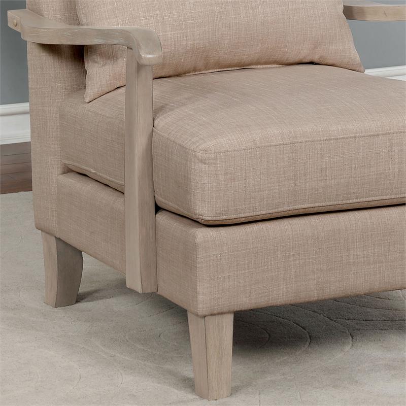 Furniture of America Ciela Fabric-Like Vinyl Cushioned Accent Chair in Beige
