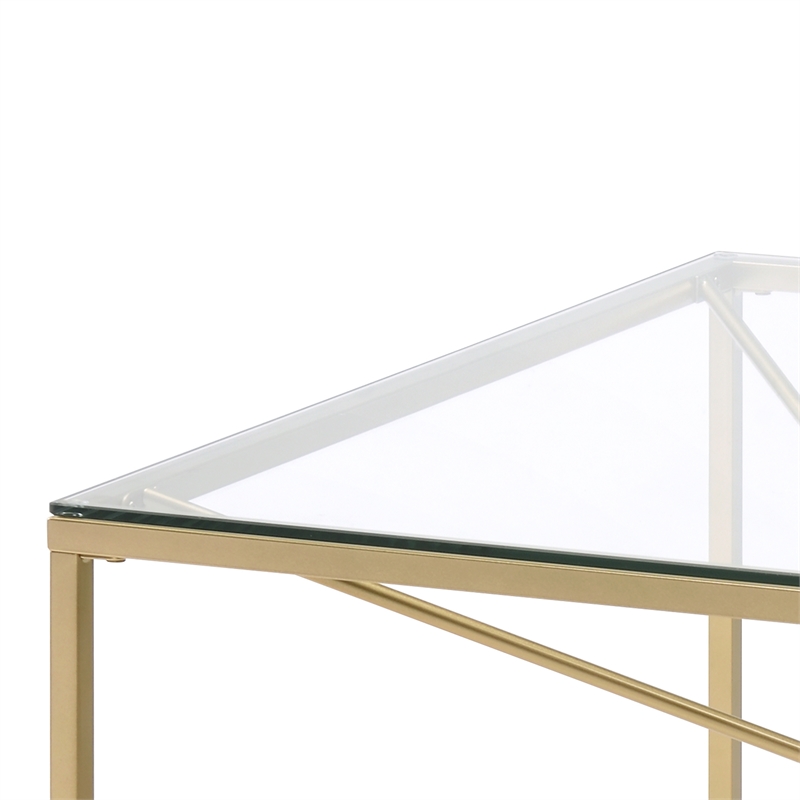 Furniture of America Cevelle Contemporary Glass Top Coffee Table in Gold