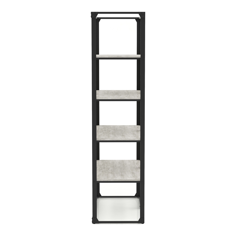 Furniture of America Gorvac Industrial Metal 4-Shelf Bookcase in Black and Gray