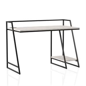Furniture of America Sanue Metal Writing Desk with USB in Antique White