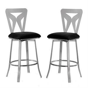 Furniture of America Vistor Contemporary Metal 29&quot Barstool in Black (Set of 2)